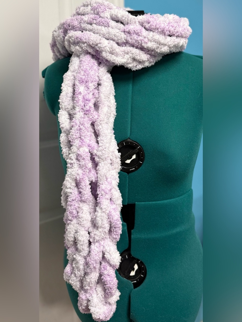 Handmade Hand Crafted Knit Scarf lavender multicolored